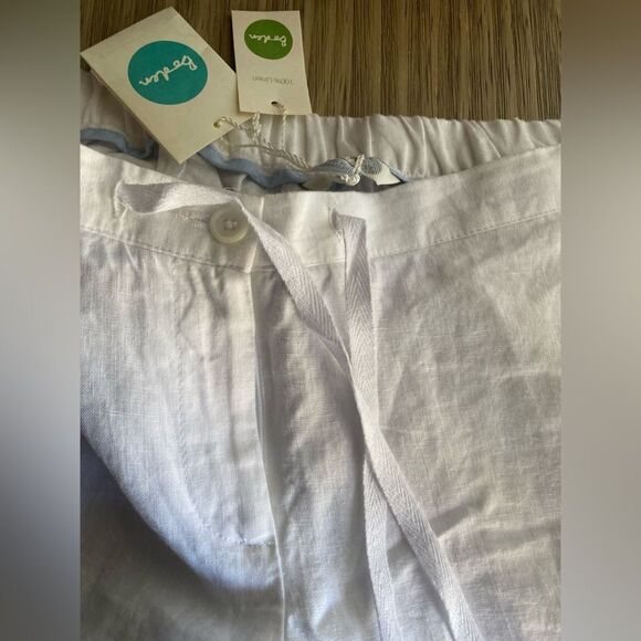 NWT  Boden Pants US 8P Long Linen Wide Leg White Womens Casual drawstring Button - Picture 6 of 16